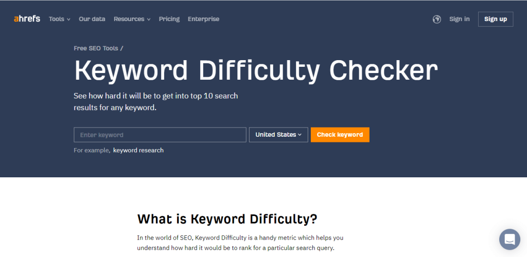 قم بزيارة أداة keyword difficulty checker