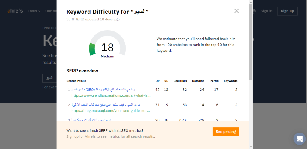 حلل الكلمة المفتاحية التي تريد الاشتغال عليها